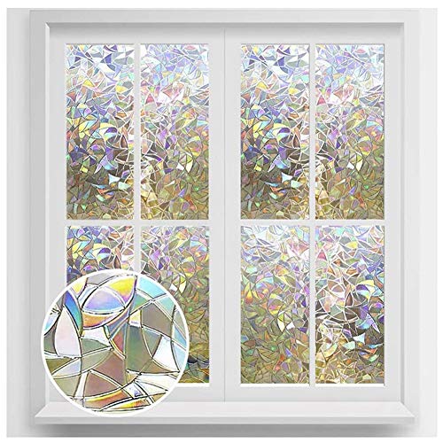 3D Fensterfolie Selbstklebend Dekorfolie Sichtschutzfolie Statisch Haftend Anti-UV Regenbogenfarben Fensterfolie Sichtschutz für Badezimmer Schlafzimmer Küche,Weiß,60x100cm von YOUCAI