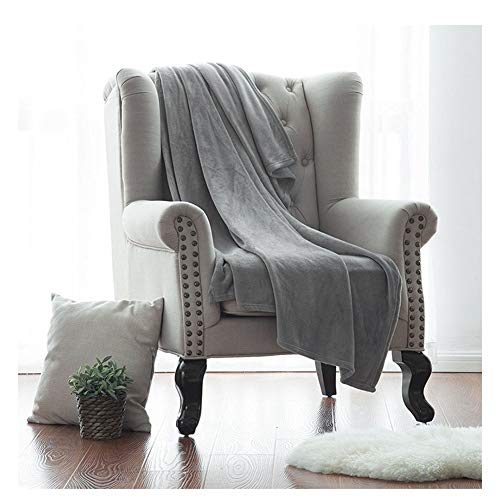 Fleece-Decke,Super weich Mikrofaser Plüsch Große Flanelldecken Überwurf,Einfarbig Flanell luxuriös Verdickte Warme Sofadecken Flauschige Decke Grau 150 * 210CM von YOUCAI