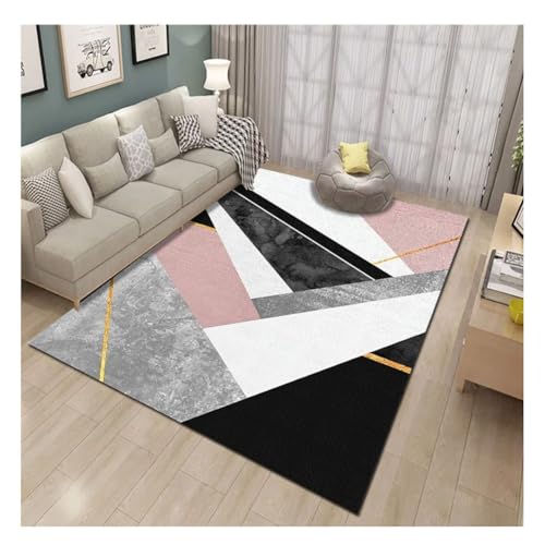 Nordische Bedruckt Bereichsteppich Eingangsmatte Moderner Geometrischer Teppich Sofa Couchtisch Abstrakt Gemusterte Teppiche mit Rutschfester Rückseite B202 von YOUCAI
