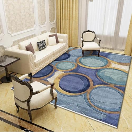 Nordische Bedruckt Bereichsteppich Eingangsmatte Moderner Geometrischer Teppich Sofa Couchtisch Abstrakt Gemusterte Teppiche mit Rutschfester Rückseite BlauLiTiQ von YOUCAI