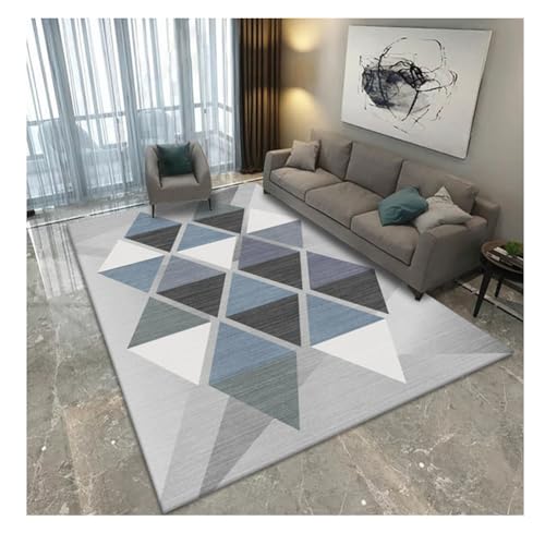 Nordische Bedruckt Bereichsteppich Eingangsmatte Moderner Geometrischer Teppich Sofa Couchtisch Abstrakt Gemusterte Teppiche mit Rutschfester Rückseite JhBlau von YOUCAI