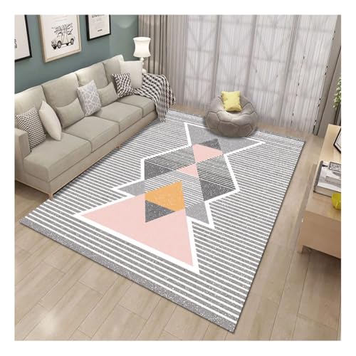 Nordische Bedruckt Bereichsteppich Eingangsmatte Moderner Geometrischer Teppich Sofa Couchtisch Abstrakt Gemusterte Teppiche mit Rutschfester Rückseite PinkSanJ von YOUCAI