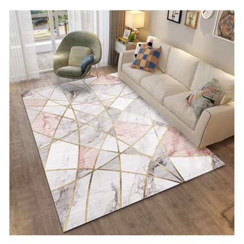 Nordische Bedruckt Bereichsteppich Eingangsmatte Moderner Geometrischer Teppich Sofa Couchtisch Abstrakt Gemusterte Teppiche mit Rutschfester Rückseite PinkShitou von YOUCAI