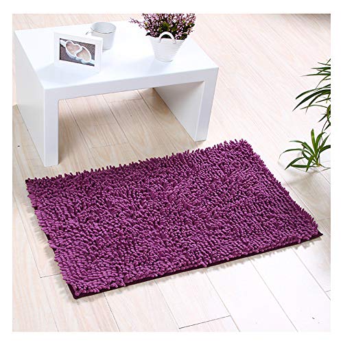 YOUCAI Badematte rutschfest Badvorleger Badteppich Aus Chenille Teppich Für Badezimmer Flauschige Mikrofaser Badezimmerteppich Weicher Badvorleger Antirutsch Maschinenwaschbare,Lila,40x60cm von YOUCAI