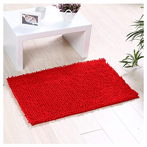 YOUCAI Badematte rutschfest Badvorleger Badteppich Aus Chenille Teppich Für Badezimmer Flauschige Mikrofaser Badezimmerteppich Weicher Badvorleger Antirutsch Maschinenwaschbare,Rot,40x120cm von YOUCAI