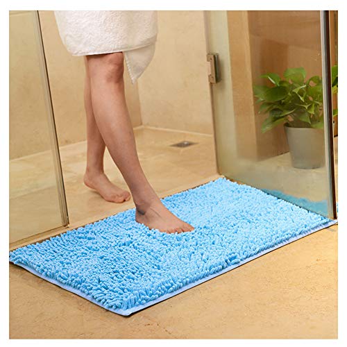 YOUCAI Badematte rutschfest Chenille Teppich Badteppich Verdickt Badezimmerteppich Weich Badeteppich Flauschige Mikrofaser Badvorleger, Supersaugfähig, Maschinenwaschbar,Blau,70x140 von YOUCAI