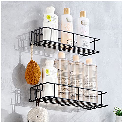 YOUCAI Duschablage ohne Bohren aus Edelstahl - 2er Set - Regal Selbstklebend Duschorganisator für das Badezimmer & Küche - Schampoo Halterung, Duschkorb, Duschregal mit Haken Schwarz von YOUCAI
