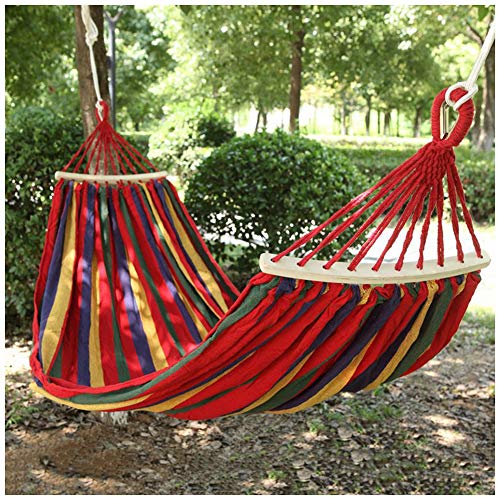 YOUCAI Hängematte Outdoor für Terrasse Hof Garten Reise Camping Schaukelbett Stabhängematte Belastbarkeit 300 Kg 1-2 Personen Rot (Holzstangen) 1 Person 200x100cm von YOUCAI