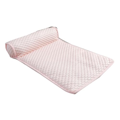 YOUCAI Kühlendes Katzenbett in Unifarbe mit Kissen Kühlmatte Haustiere rutschfeste Tragbare Matratze mit Rutschfester Unterseite Kaninchen-Kühlkissen Kühlplatte Sommer-Eisbett Pink von YOUCAI