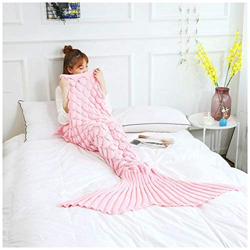 YOUCAI Meerjungfrau Schwanz Decke für Erwachsene Kinder Warme Flauschige Weiche Handarbeit Strickmuster Fischschwanz Decken, All-Saison-Schlafdecke, Pink 140x70cm YOUCAI Meerjungfrau Schwanz Decke für Erwachsene Kinder Warme Flauschige Weiche Handarbeit Strickmuster Fischschwanz Decken, All-Saison-Schlafdecke, Pink 140x70cm von YOUCAI