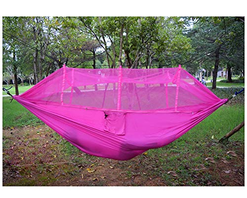 YOUCAI Reise Camping Hängematte mit Moskitonetz Outdoor Indoor Garden Hängematte Leicht Tragbar Reise Bett für Wandern Pink 260x145cm von YOUCAI
