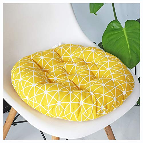 YOUCAI Runde Bodenkissen Kissen Baumwolle Leinen Sitzkissen Yoga Fenster Tatami Home Office Pad Outdoor Stuhlauflage,Gelb,50x50cm von YOUCAI