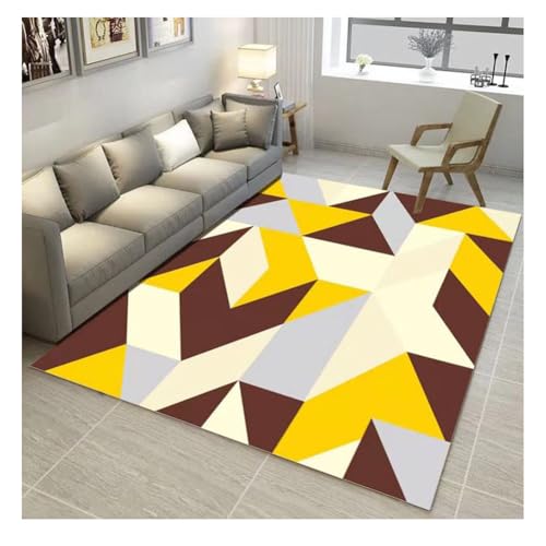 YOUCAI Schlafzimmerteppich Nordischem Muster Moderner Abstrakter Geometrischer Teppich Luxuriöser Waschbar Ultradünner Läufer für Eingangsbereich, Waschküche Braun2 von YOUCAI