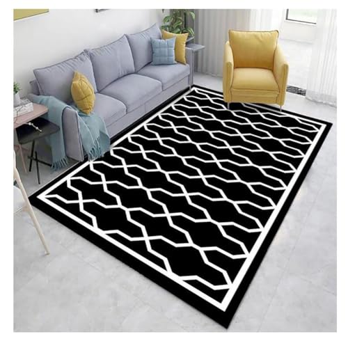 YOUCAI Schlafzimmerteppich Nordischem Muster Moderner Abstrakter Geometrischer Teppich Luxuriöser Waschbar Ultradünner Läufer für Eingangsbereich, Waschküche KT-02 von YOUCAI