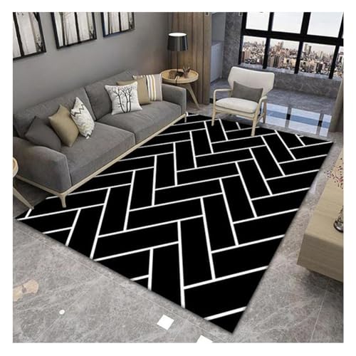 YOUCAI Schlafzimmerteppich Nordischem Muster Moderner Abstrakter Geometrischer Teppich Luxuriöser Waschbar Ultradünner Läufer für Eingangsbereich, Waschküche SchwarzXK YOUCAI Schlafzimmerteppich Nordischem Muster Moderner Abstrakter Geometrischer Teppich Luxuriöser Waschbar Ultradünner Läufer für Eingangsbereich, Waschküche SchwarzXK von YOUCAI
