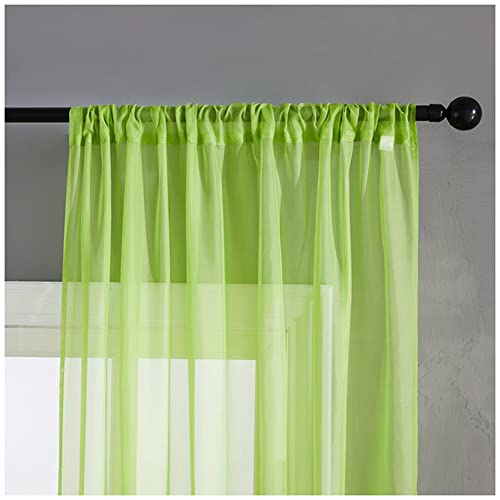 YOUCAI Sheer Voile Vorhänge Voile Gardinen Vorhang Gardinen Transparent für Wohnzimmer Schlafzimmer Kinderzimmer Vorhänge Grün 100x250cm(1 Stück) von YOUCAI