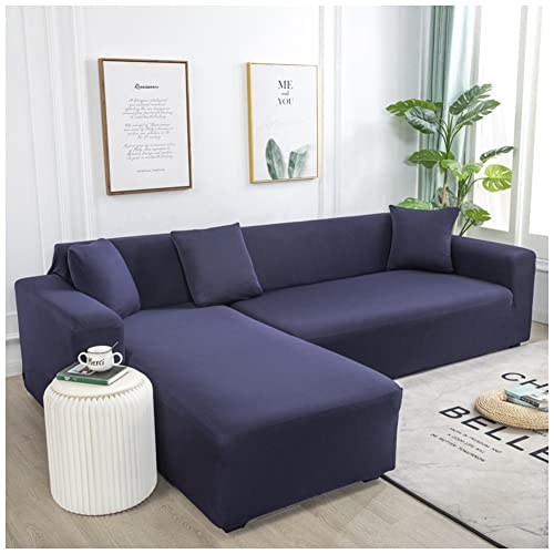 YOUCAI Sofabezüge, Moderne Elastischer Sofabezug Stretch 1/2/3/4 Sitzer Couchbezug Eck Stretch-Sofabezug Antirutsch Sofahusse für Couch Möbelschutz,Marine,4 Sitzer(235-300cm von YOUCAI