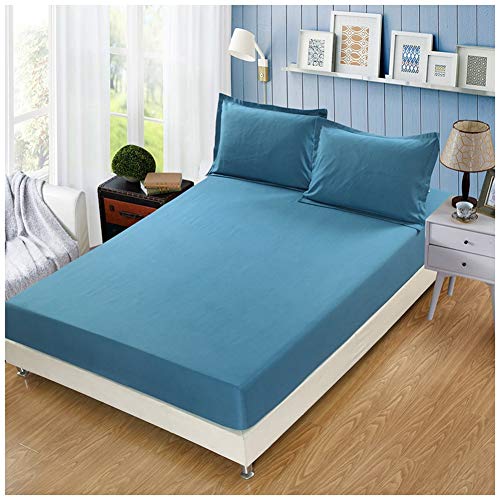 YOUCAI Spannbettlaken Atmungsaktiv Staubdicht Bettlaken Spannbetttuch Bis 27 cm Steghöhe Weiche Atmungsaktive Matratzenbezug Bettwäsche mit Gummiban Blau 2 180x200+27cm von YOUCAI