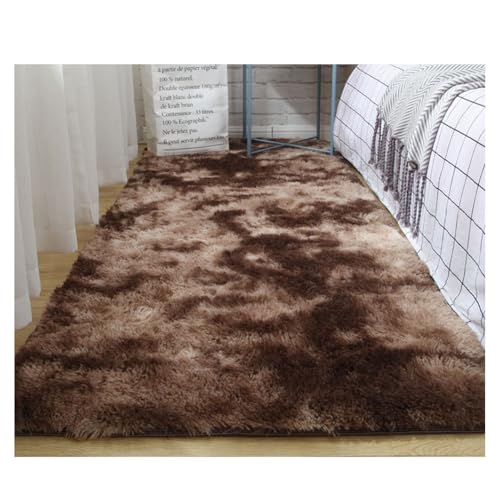 YOUCAI Teppiche Hochflor Moderner Batikteppich Nordischer Flauschige Langflor Plüschdecke Plüschiger Bodenteppich Für Büro, Esszimmer, Spielzimmer, Wohndeko Moka von YOUCAI