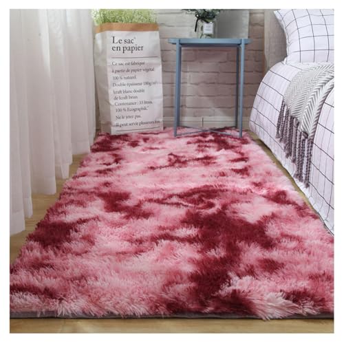 YOUCAI Teppiche Hochflor Moderner Batikteppich Nordischer Flauschige Langflor Plüschdecke Plüschiger Bodenteppich Für Büro, Esszimmer, Spielzimmer, Wohndeko YanzPink von YOUCAI