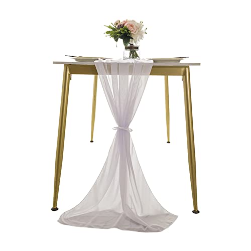 YOUCAI Tischläufer Chiffon Tischläufer Hochzeit Kommunion Modern Abwaschbar Kaffee Tee Rustikaler Tischläufer Schiere Tischläufer für Hochzeiten Party Geburtstag Dekorationen,Weiß,70X300cm von YOUCAI