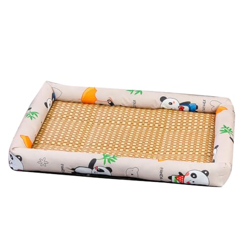 YOUCAI rutschfest Atmungsaktive Schlafunterlage Rattan-Haustier-Kühlmatte Sommer Bett Welpenmatratze mit Kühlnest Kühldecke Kühlkissen für Welpenkätzchenschlafend MiPanda von YOUCAI