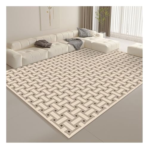 YOUCAI rutschfeste Cremefarben Abstrakter Teppichimitat läufer Kaschmir Wohnzimmer Kurzfloriger Plüsch Großflächiger Teppich für Schlafzimmer, Küche KX03 von YOUCAI