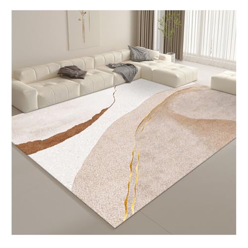 YOUCAI rutschfeste Cremefarben Abstrakter Teppichimitat läufer Kaschmir Wohnzimmer Kurzfloriger Plüsch Großflächiger Teppich für Schlafzimmer, Küche KX06 von YOUCAI