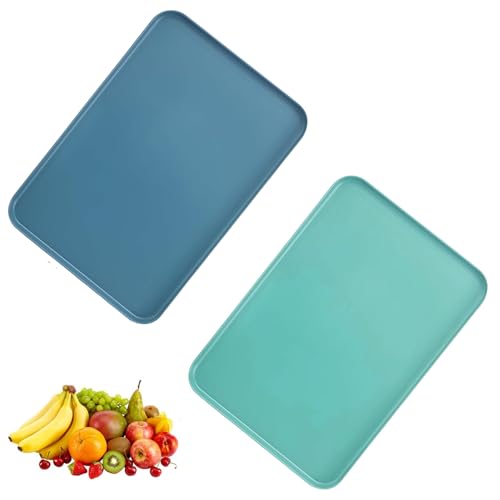 2 Stück Serviertablett, Tabletts aus Kunststoff Rechteckig rutschfest, Kleines Kunststofftablett für Café Bar Partys Küchen Esszimmer Bad (2 Farben) von YOUDALIS