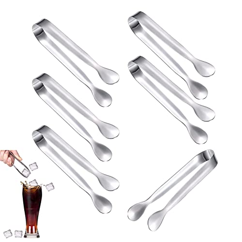 6 Stück Zuckerzange Set, Edelstahl Mini Eiszange, Kleine Servierzange, Eiswürfelzange, Gebäckzange für Hochzeit Party Candy Bar Büfett Grill, Silber von YOUDALIS