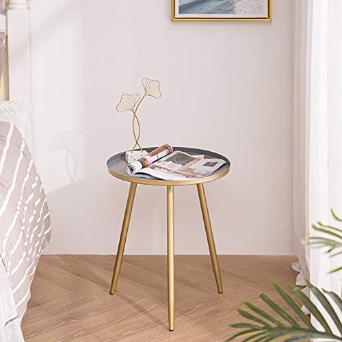 YOUDENOVA Beistelltisch Metall Wohnzimmertisch Gold Rund Couchtisch Kleiner Sofatisch Modern Deko Tisch Kaffeetisch Stahlrohr Dreibein Ø 40,5 cm x 50 cm von YOUDENOVA