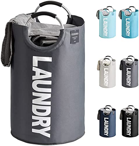 YOUDENOVA Wäschekorb Faltbar Wäschesammler Wäschesack Laundry baskets 92L Kapazität mit Griff Grau Ein Stück von YOUDENOVA