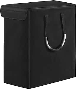 YOUDENOVA Schmal Wäschekorb mit Deckel, Faltbar Wäschesammler Wäschetruhe, Stabiler Wäschebox, Laundry Hamper with Lid, 52x23x53cm, Schwarz von YOUDENOVA