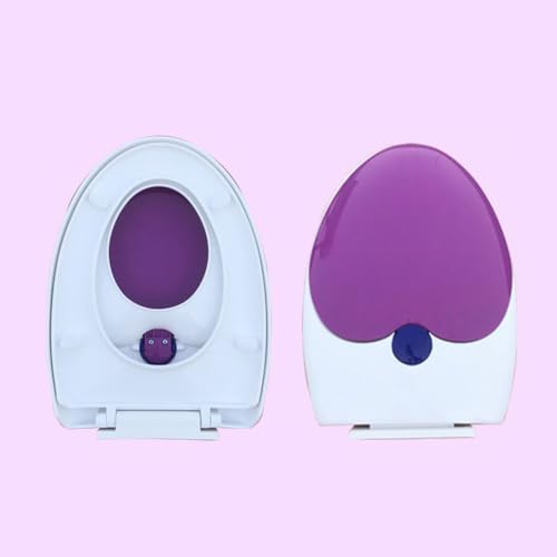 Familien-Toilettensitz mit Absenkautomatik, integrierter Kindersitz, Töpfchentraining, 2-in-1-Toilettensitz mit einfacher Befestigung oben, ovaler V-/D-förmiger Toilettendeckel (lila, V-förmig) von YOUGANG