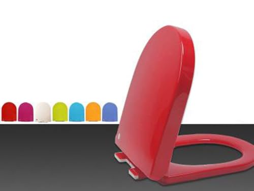Toilettensitzbezug in D-Form, sanft schließend, mit Schnellverschluss, robustes PP-Material, Toilettendeckel, Standardgröße, einfache Reinigung, Rot von YOUGANG