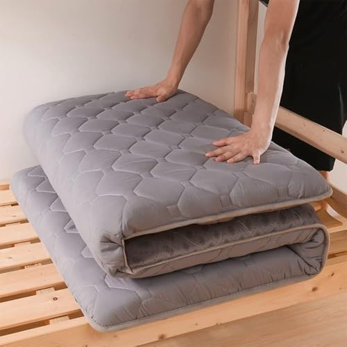 Japanische Futonmatratze, Tatami-Matte, Einzel-/Doppel-/Queen-Size-Bett/Kingsize, faltbare Bodenmatratze, tragbare Reise- und Campingmatratze (Grau, 80 x 190 cm) von YOUGANG