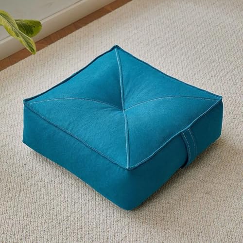 YOUGANG Bodensitzkissen, 15 cm dick, Sitzpolsterung, Meditationskissen, EPS-Partikel-Füllung, Mehrzweck-Rückenlehnenkissen mit atmungsaktivem Bezug, Blau-B, 45 x 45 x 15 cm von YOUGANG