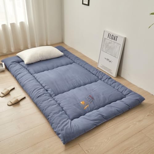 YOUGANG Japanische Bodenmatratze, Futon-Matratze für Tatami-Schlafsaal, extra dick, faltbar, aufrollbar, gepolstert, atmungsaktiv, Bodenliege, Gästebett (Blau, 90 x 190 cm) von YOUGANG