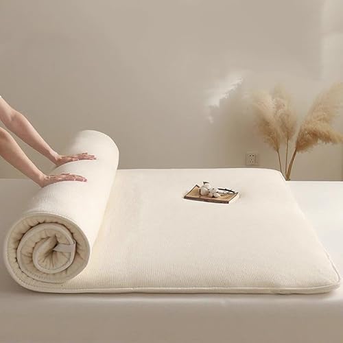 YOUGANG Japanische Futon-Matratze, Baumwollfüllung, aufrollbare Matratzenauflage, faltbare Boden-Schlafpolsterung, dick und warm, tragbar, für Camping, Reisen, gepolstert (200 x 230 cm) von YOUGANG
