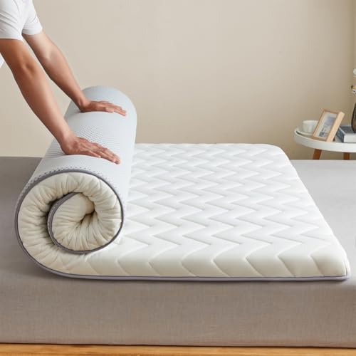 YOUGANG Japanische Futon-Matratze, faltbare Isomatte für Reisen/Tatami/Camping/Boden, tragbare Schlafsaal, Klappmatratze, Boden, Gästebett (Weiß, 80 x 190 cm) von YOUGANG