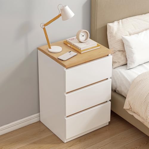 YOUGANG Moderner Nachttisch mit Schubladen, Nachttisch aus Holz mit Stauraum, kleines Sofa, Beistelltisch für Zuhause, Büro, Schlafzimmer, Schrank, Wohnzimmer (Holz + Weiß, C) von YOUGANG