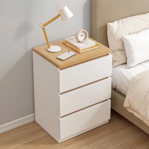 YOUGANG Moderner Nachttisch mit Schubladen, Nachttisch aus Holz mit Stauraum, kleines Sofa, Beistelltisch für Zuhause, Büro, Schlafzimmer, Schrank, Wohnzimmer (Holz + Weiß, F) von YOUGANG