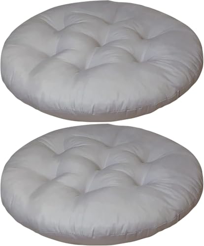 YOUGANG Rundes Stuhlkissen, 35 x 35 cm, Baumwolle, volle Füllung, Kreis, Esszimmer-, Küchenstuhl-Sitzkissen, rutschfestes Bodensitzkissen, Autositzkissen, Hellgrau, 2 Stück von YOUGANG