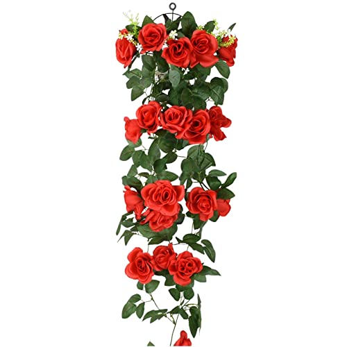 Künstliche Blume Rattan – Künstliche gefälschte Rosenranken Blumen Efeu Girlanden | Hängekörbe Hochzeit Bogen Garten Hintergrund Dekor von YOUGE