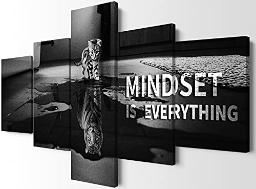 5 Stück inspirierende Wandkunst Mindset is Everything Wandkunst Motivierendes Poster Büro Wandkunst Zitate Wanddekoration inspirierende Wanddekoration für Bürodekoration (178 cm B x 101 cm H) von YOUHONG