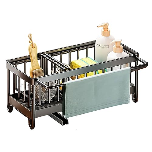 youjia Spülbecken Organizer Schwammhalter Spülbecken Spülbürstenhalter Küchenspüle Caddy Spüle mit Abnehmbar Abflusspfanne Umlenkung 304 Edelstahl für Küche Badezimmer von youjia