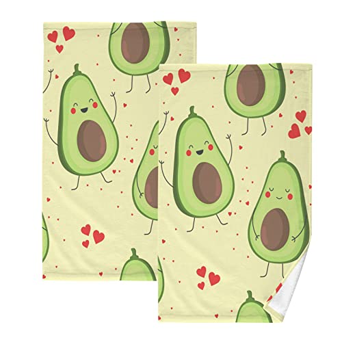 YOUJUNER 2 Stück Baumwolle Handtuch Set Cartoon Avocado Love Handtuch Gesichtshandtücher Badetücher Waschlappen Fingerspitze Dekorative Handtücher von YOUJUNER