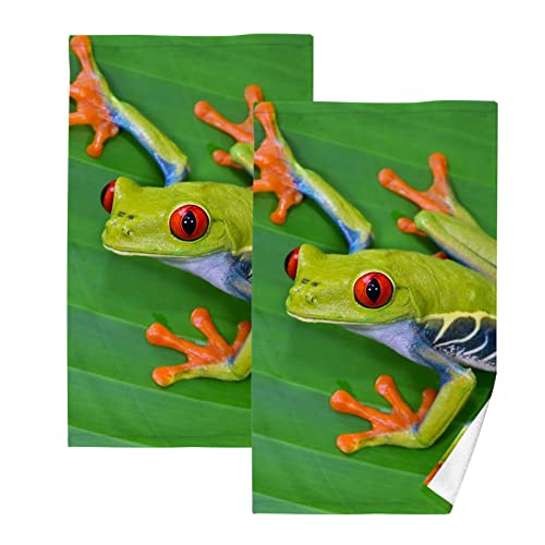 YOUJUNER Handtuch-Set 2er-Pack 3D Tierthema Frosch 100% Baumwolle Handtücher Weich Saugstark Baumwolle Duschtücher Gästetücher Dekor Handtücher von YOUJUNER