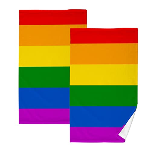 YOUJUNER Handtuch-Set 2er-Pack LGBT-Gay-Pride-Regenbogenfahne 100% Baumwolle Handtücher Weich Saugstark Baumwolle Duschtücher Gästetücher Dekor Handtücher von YOUJUNER