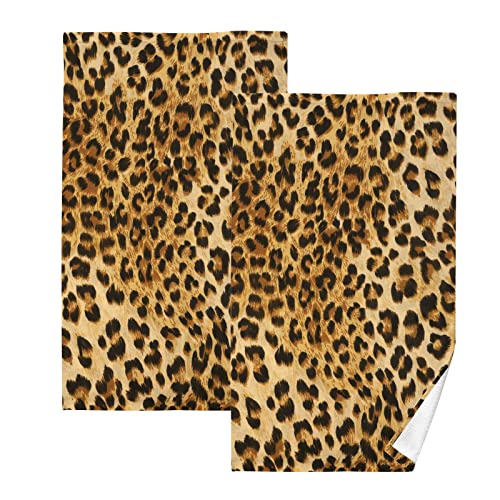 YOUJUNER Handtuch-Set 2er-Pack Leopardenmuster 100% Baumwolle Handtücher Weich Saugstark Baumwolle Duschtücher Gästetücher Dekor Handtücher von YOUJUNER